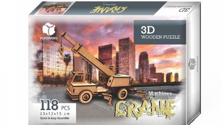2019114 Pershang Vinç – Crane / 118 parça – 3 Boyutlu Ahşap Puzzle