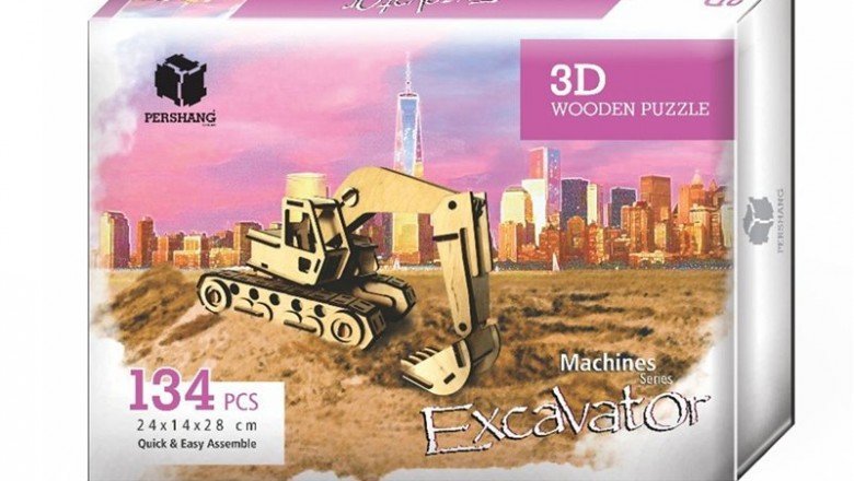 2019120 Pershang Eskavatör – Excavator / 12 parça – 3 Boyutlu Ahşap Puzzle