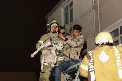 İstanbul’da bina yangını: Mahsur kalan 3 kişi ve bir köpek kurtarıldı