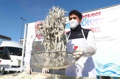 Bağcılar’da 15 bin kişiye hamsi ikram edildi